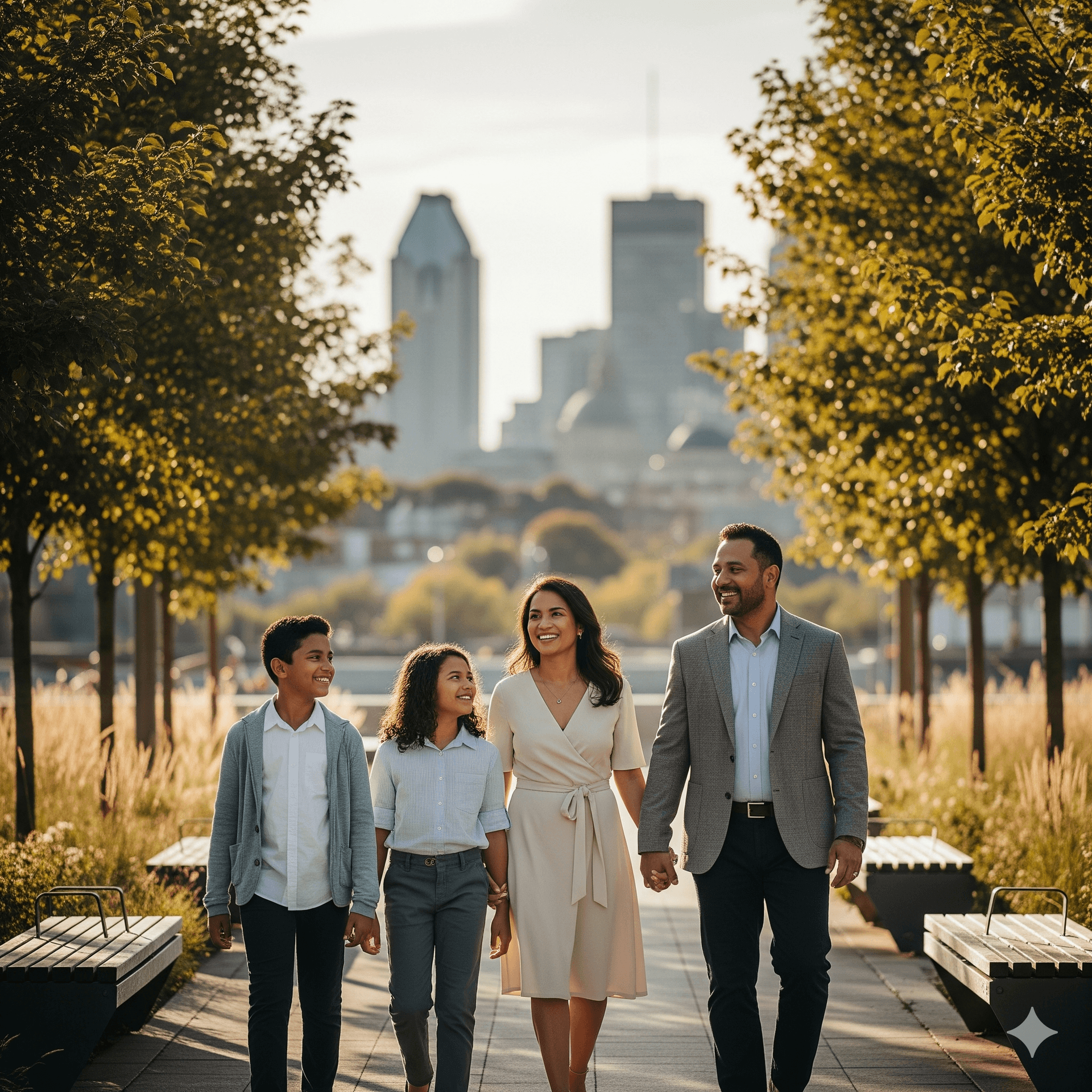 Family enjoying life in Montreal, Canada